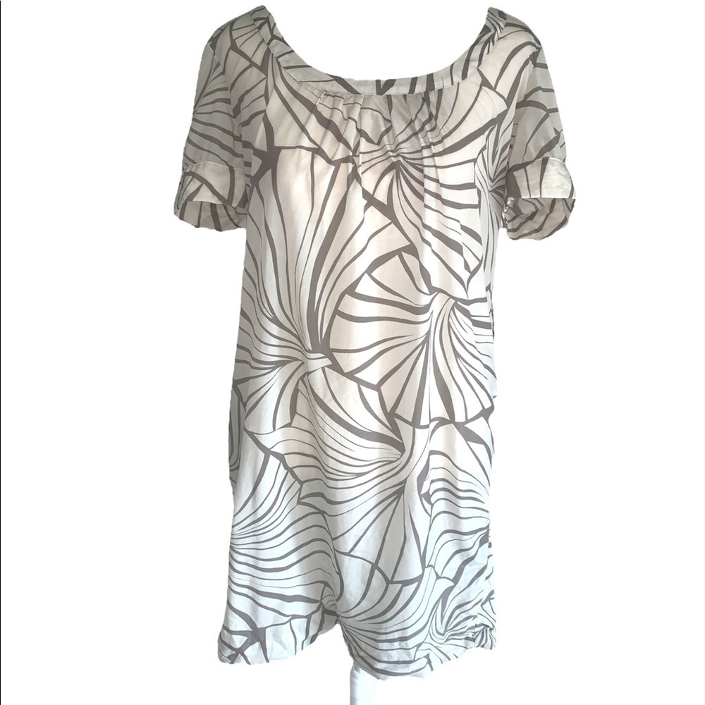 Club Monaco 100% Silk White Abstract Mini Dress
